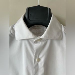 👔🔥 Massimo Dutti Dress Shirt in White Size 15 Italian Fabric Made in Portugal